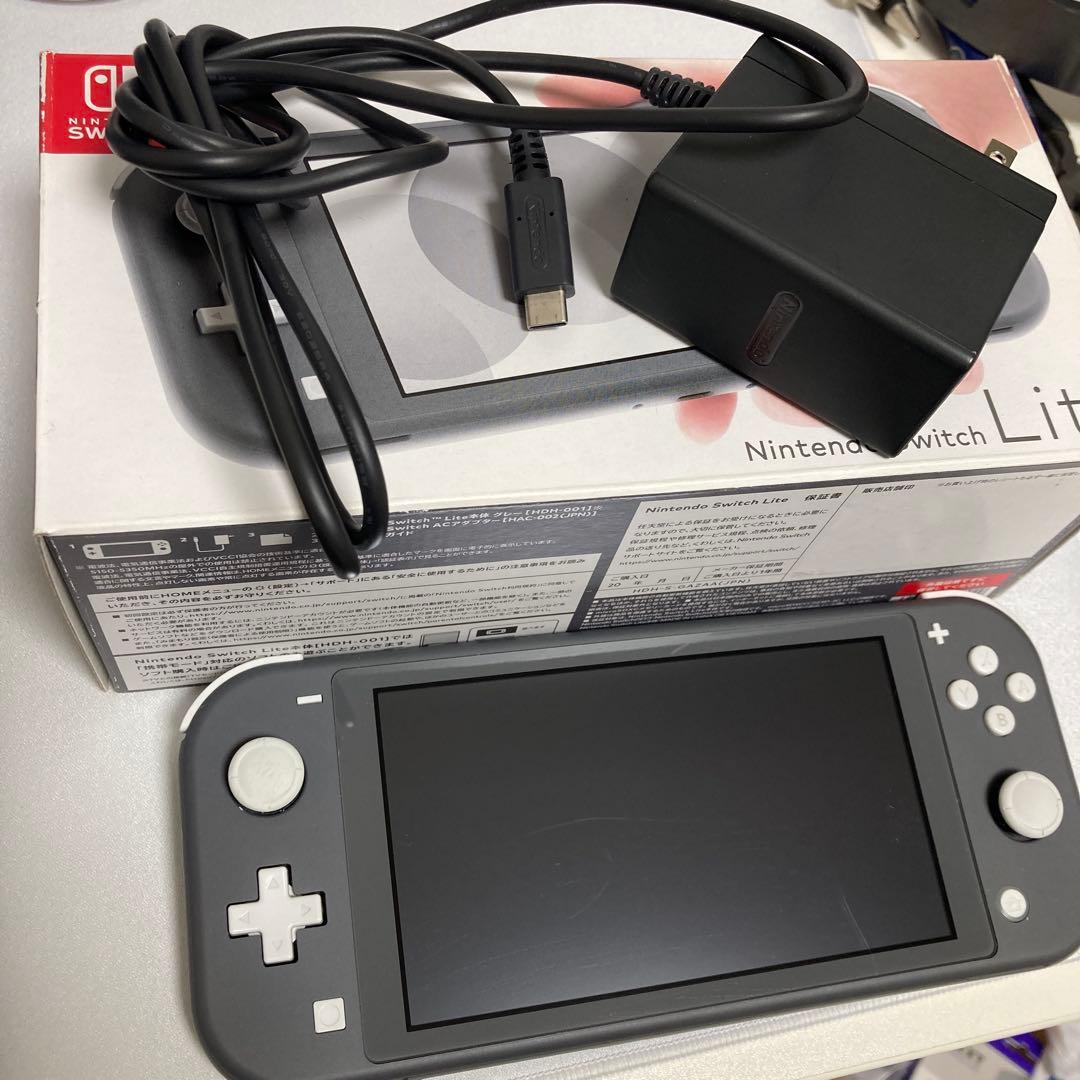 Nintendo Switch Lite グレー本体 充電器、SDカード付き