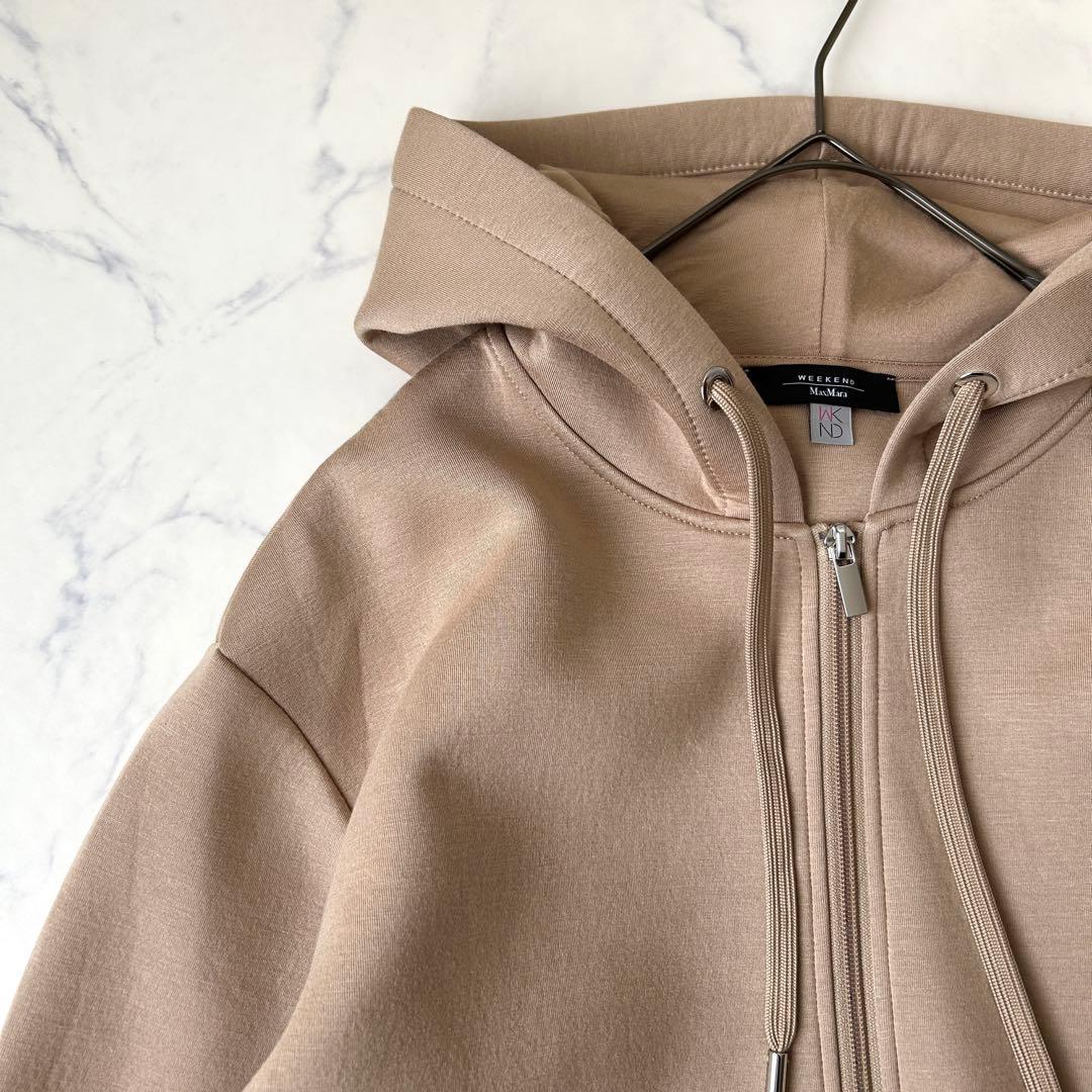 極美品 マックスマーラ 2024年モデル ジップアップパーカー ストレッチ ロゴ