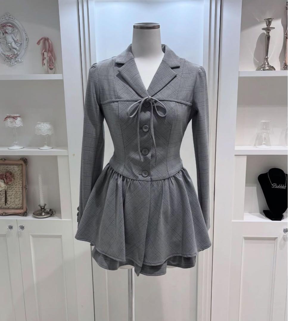 bubbles バブルス ジャケットワンピース グレー s