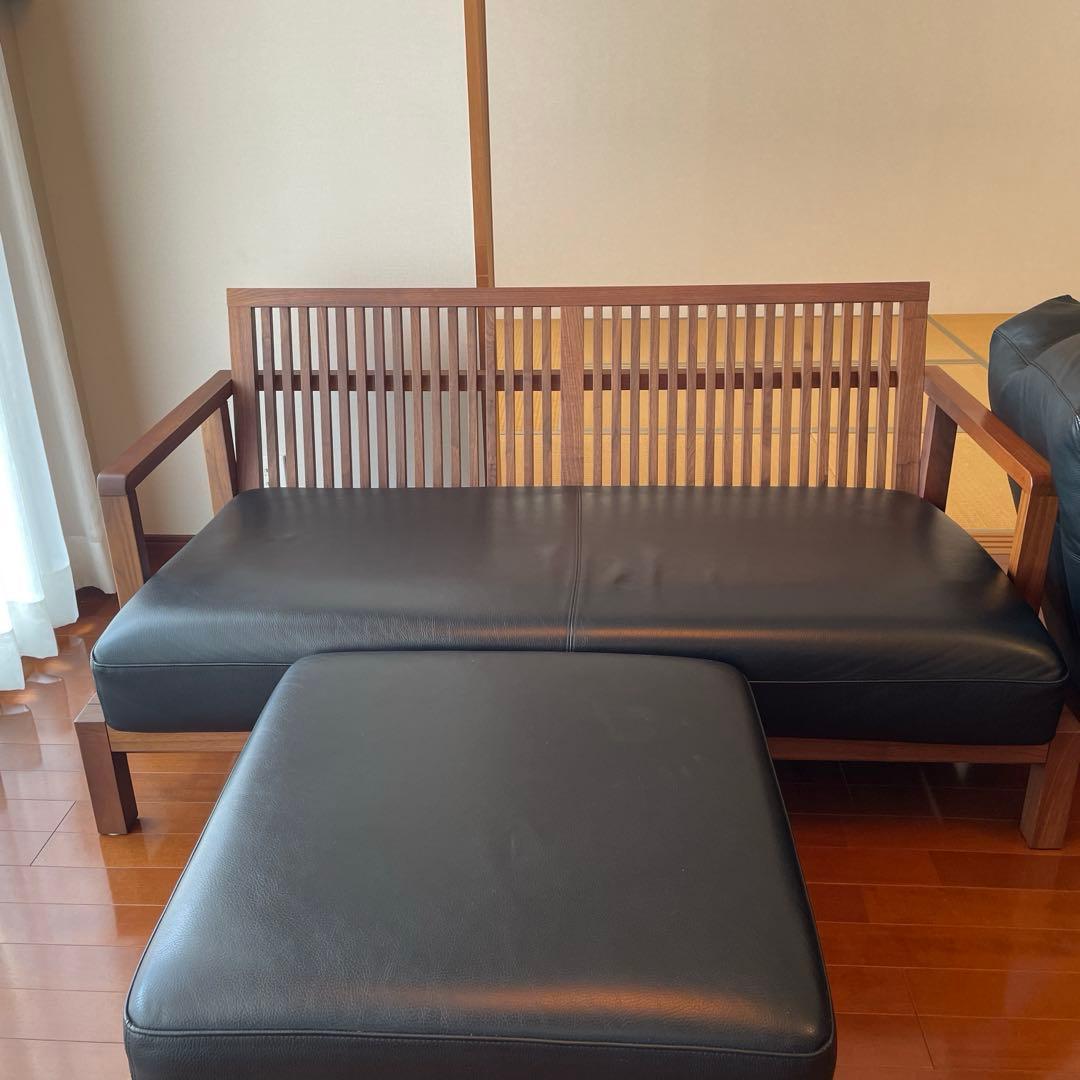 早い者勝ちFLANNELSOFA フランネルソファー　本革　オットマン、テーブル