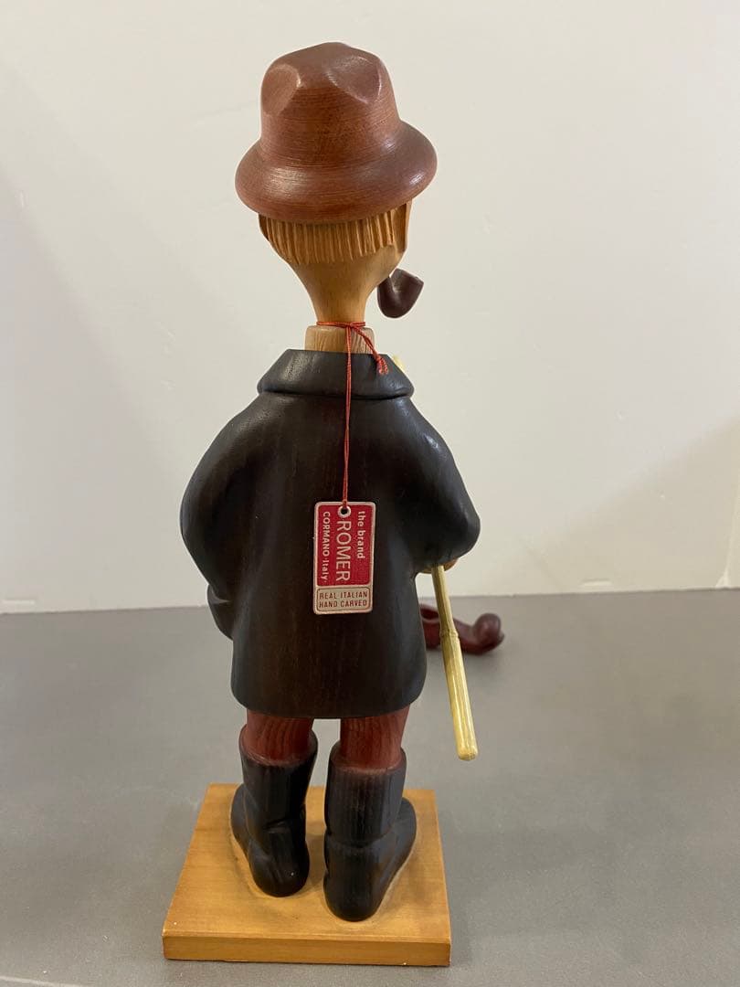 【コンタック】 ROMER イタリア製 ヴィンテージ 木彫り人形 釣り人