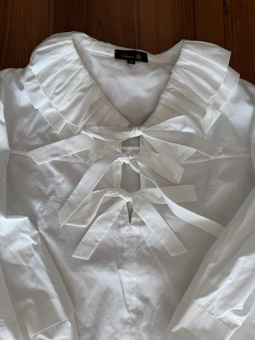 Drawer 24SS フリルリボンブラウス ホワイト 36サイズ