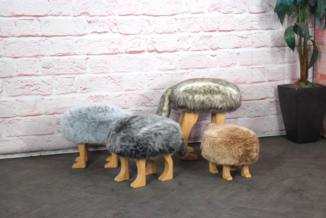 展示品 旭川家具 匠工芸 アニマルスツール フォックスグレー Sサイズ