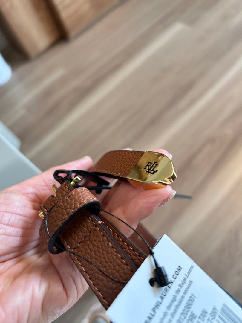 凛ラルフローレン リバーシブル レザーベルト ロゴバックル 茶色 (M)