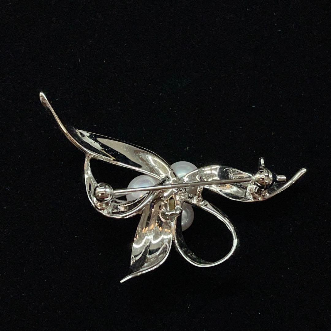 2787 ミキモト パールブローチ 真珠 3玉 シルバー ちいさめ