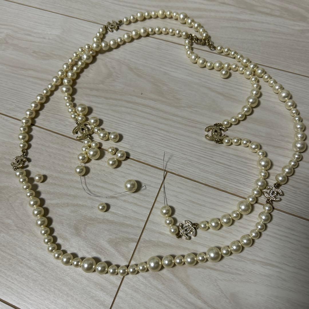 CHANEL ホワイトパール 2連ネックレス