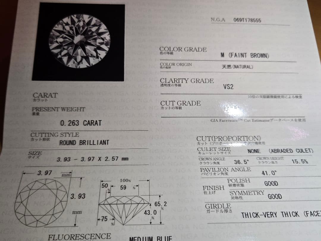 〈交渉中〉0.263カラット ダイヤモンドピアス(片耳用)