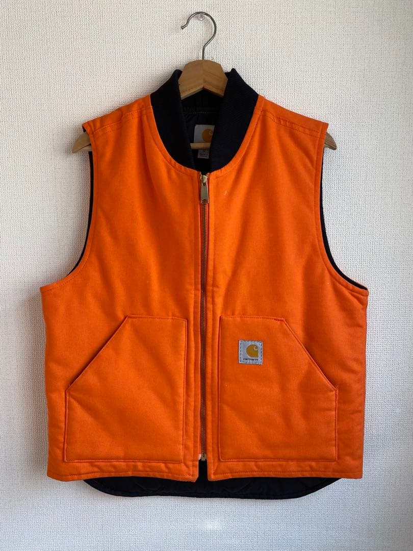 最終値下げ carhartt ダックベスト レアカラー オレンジ