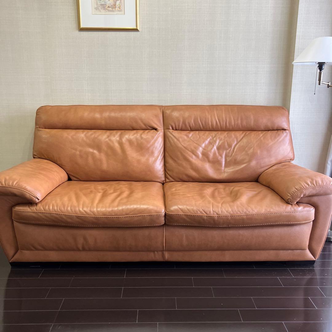 ニトリ　3人掛け　イタリア本革　ソファ