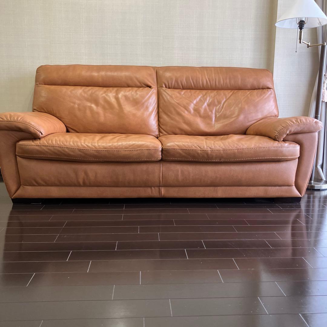 ニトリ　3人掛け　イタリア本革　ソファ