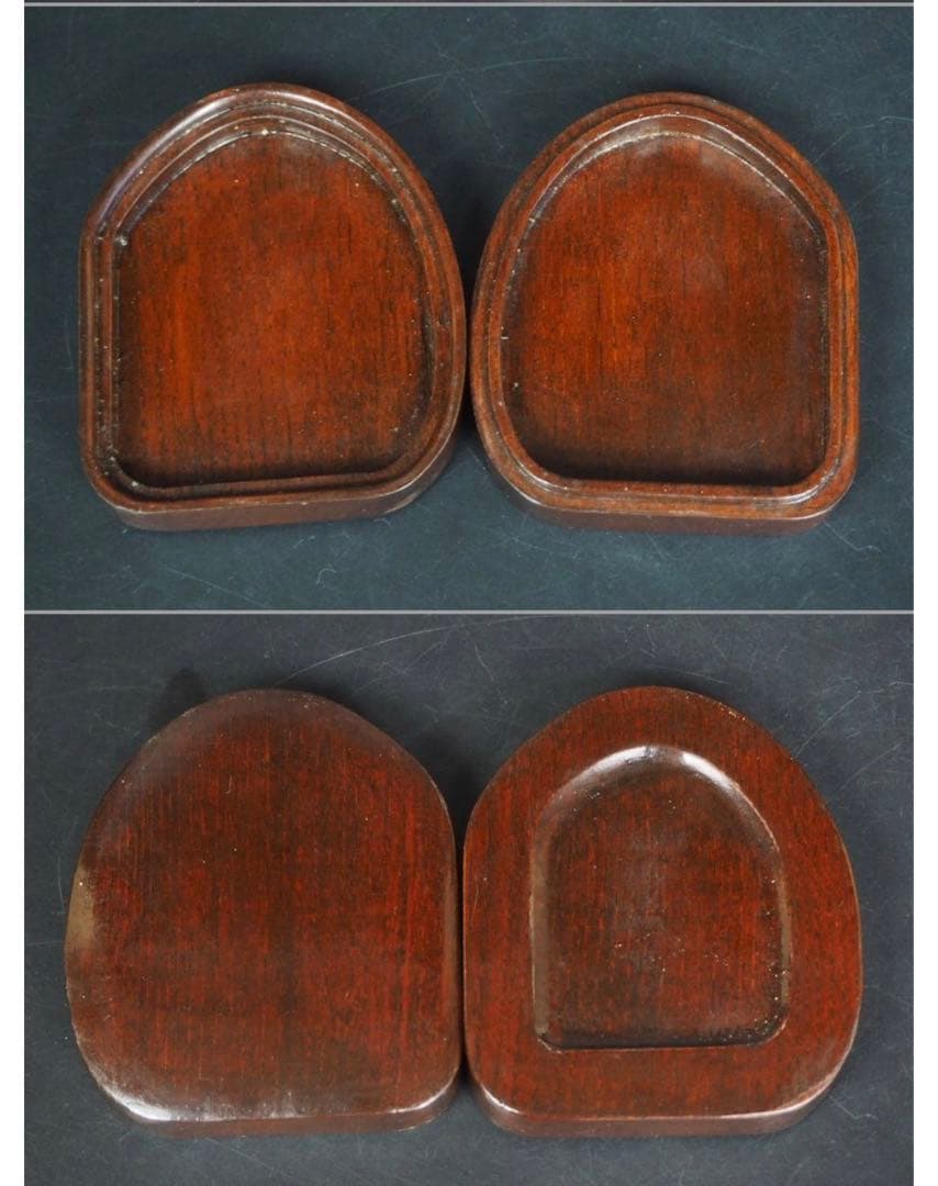 送料無料　中国古硯 　小振り『池中蝸牛』彫刻歙硯 　7.4×6ｃｍ　中国古玩