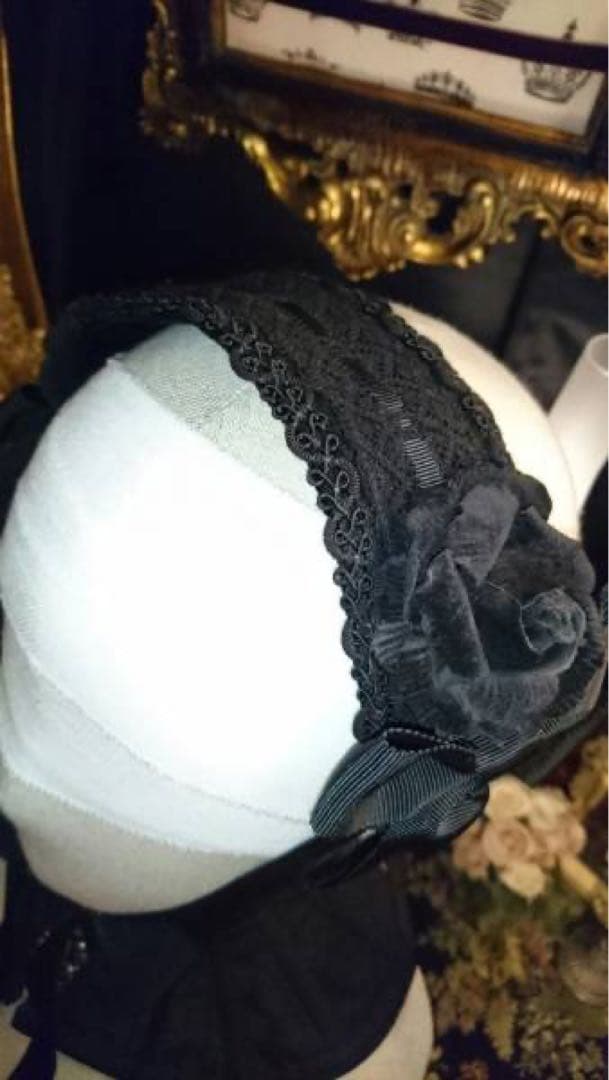 Victorian Maiden 初期　別珍クロウディアヘッドドレス　ブラック