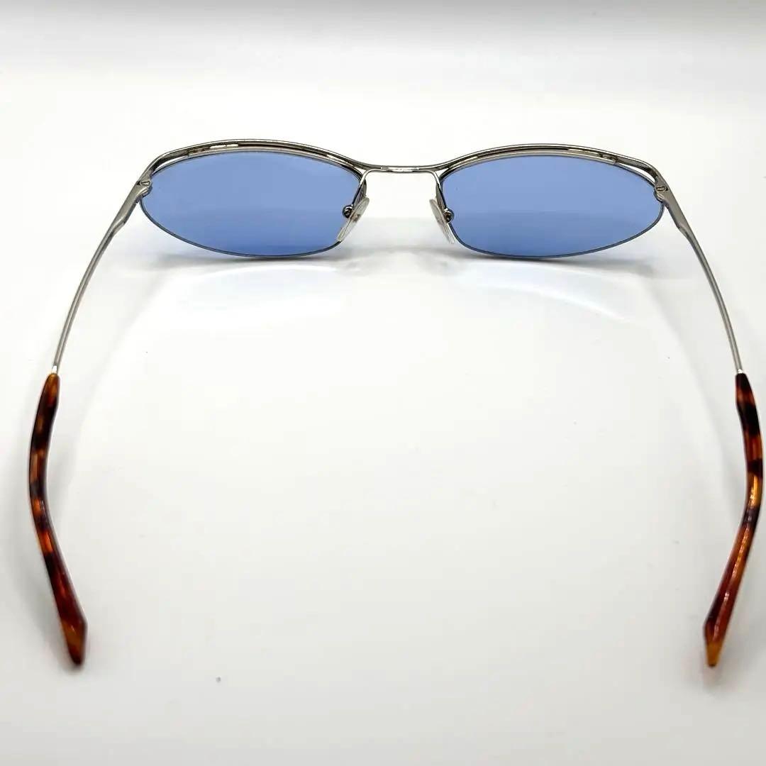 GUCCI グッチ ハーフリム サングラス シルバー レンズ ブルー