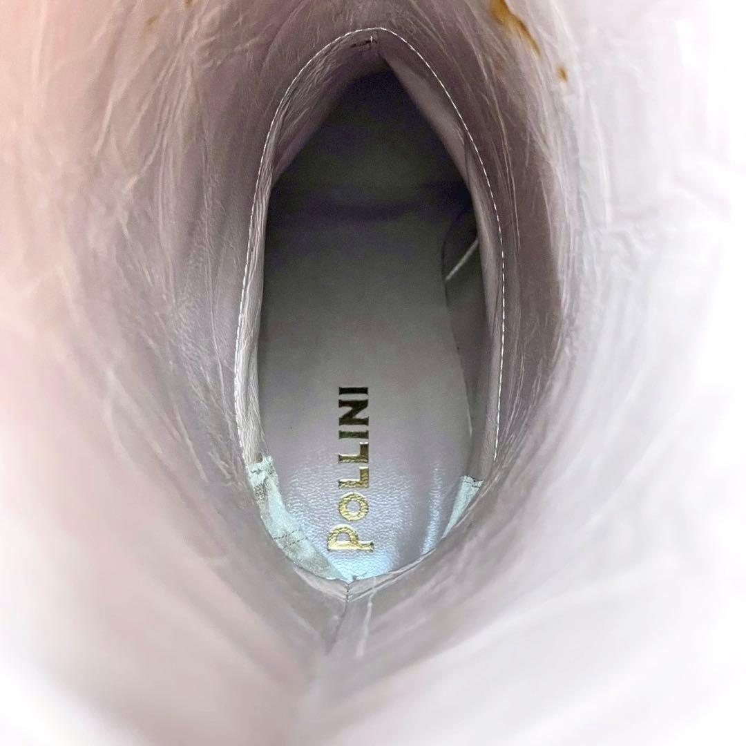 ポリーニ ロングブーツ ポインテッドトゥ 本革 36 黒 イタリア製 Y1138