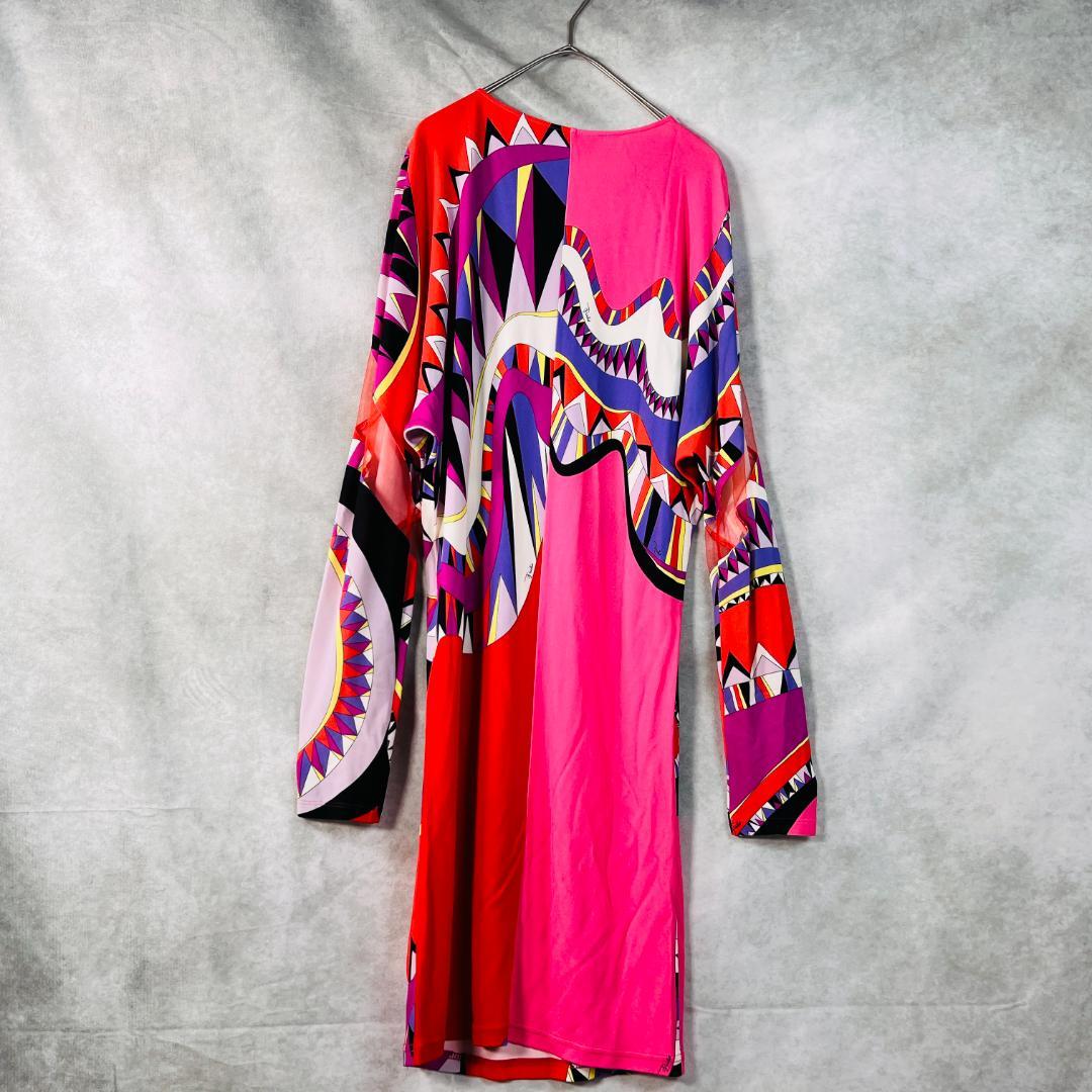 【美品✨エミリオプッチ】ワンピース プッチ柄 シルク ピンク系 36 M相当