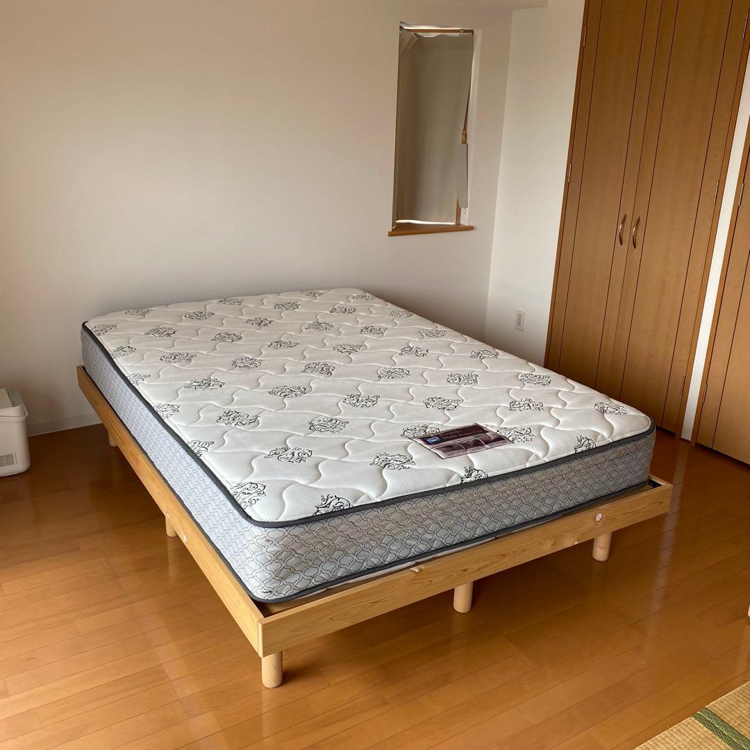 Sealy ×ニトリダブルマットレス＆ニトリ総ひのきベッドフレーム
