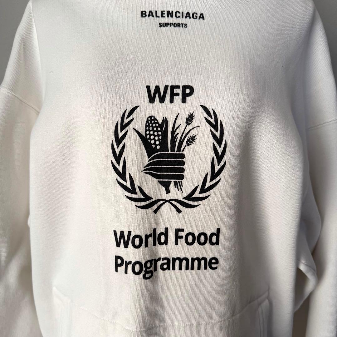 美品✨BALENCIAGA フーディー ロゴプリント プルオーバー ホワイト