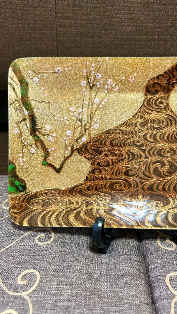 【最終価格】七宝焼　飾皿　光琳梅　紅白梅