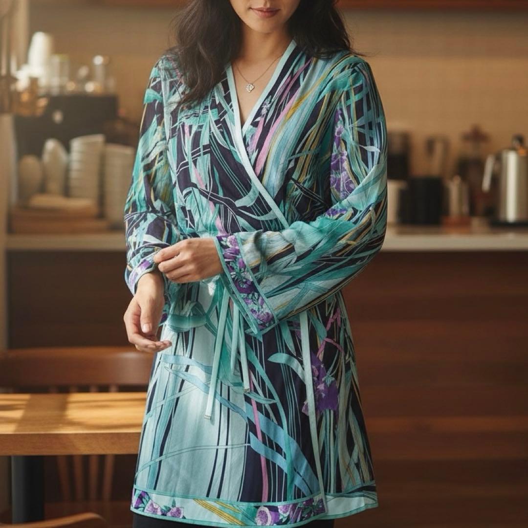 近年物 極美品✨レオナール カンカン素材 花柄 シースルーカーディガン 羽織り