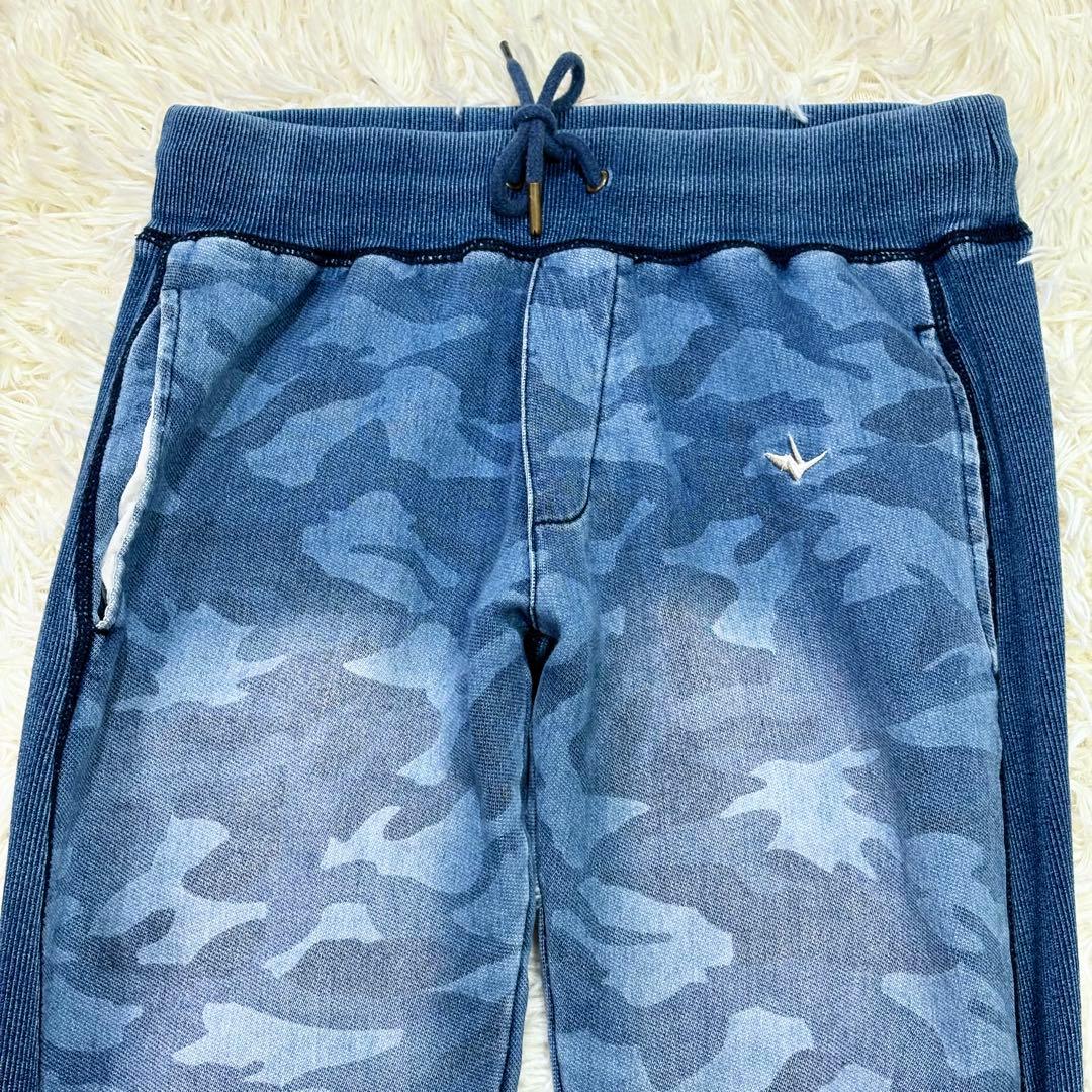 美品 ウノピュウ デニム ルームウェアセットアップ カモフラ柄 ネイビー 伸縮性