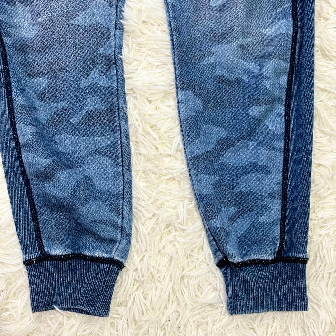 美品 ウノピュウ デニム ルームウェアセットアップ カモフラ柄 ネイビー 伸縮性