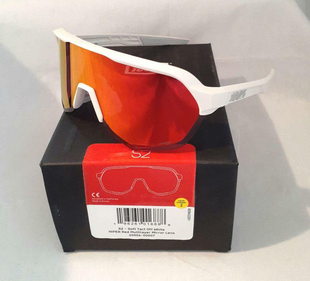 100% S2 ホワイト レッドミラーレンズ ワンハンドレッド サングラス