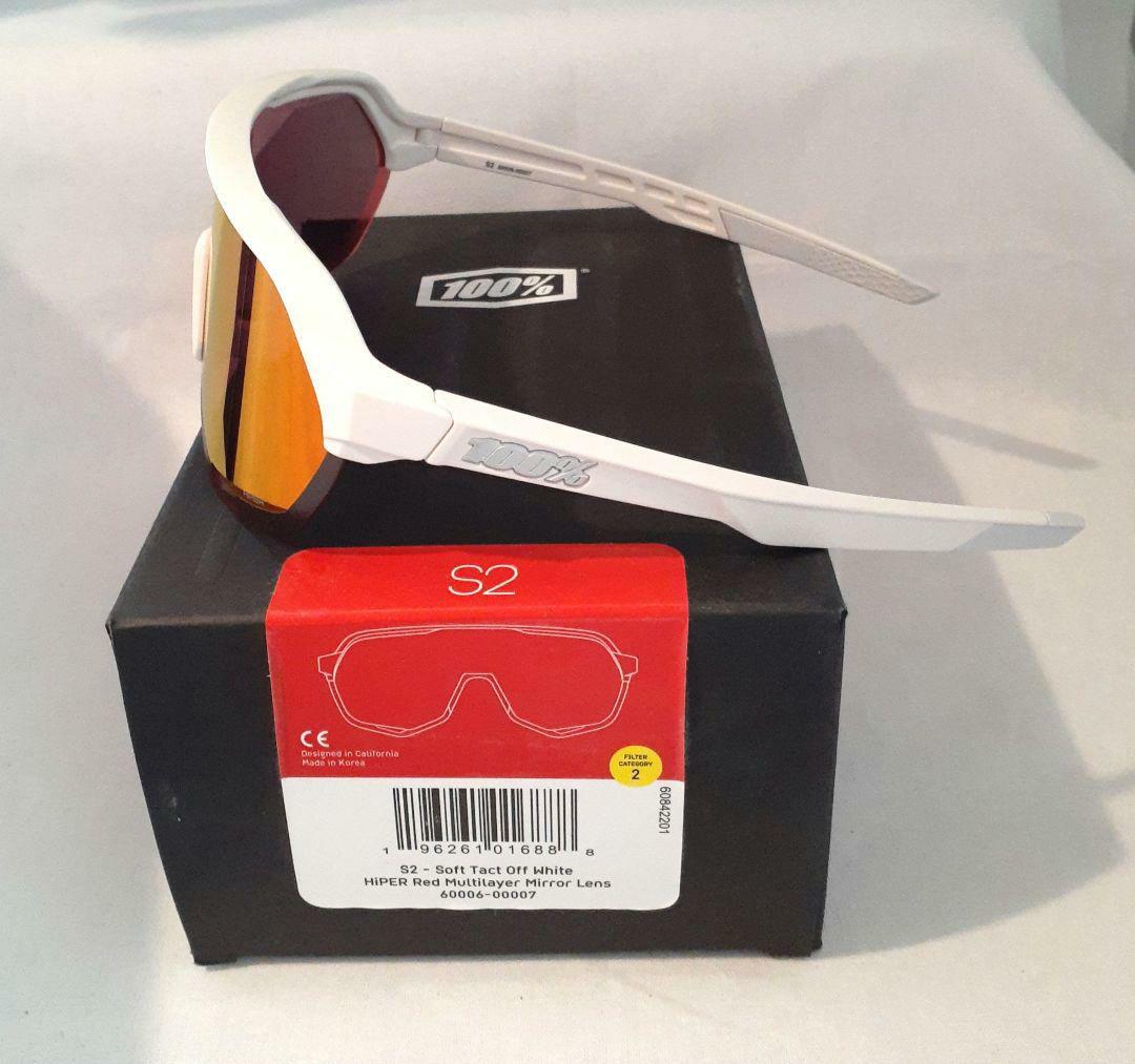 100% S2 ホワイト レッドミラーレンズ ワンハンドレッド サングラス