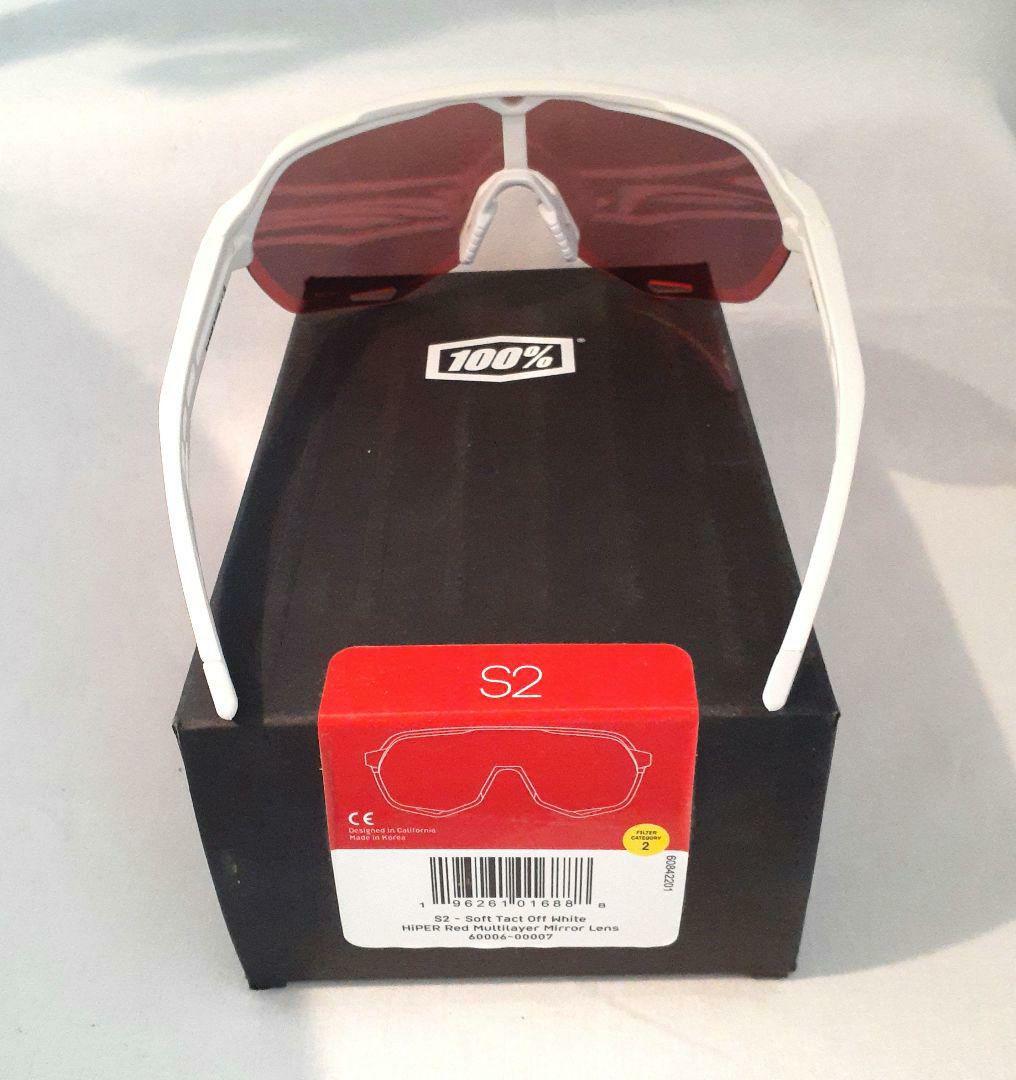 100% S2 ホワイト レッドミラーレンズ ワンハンドレッド サングラス