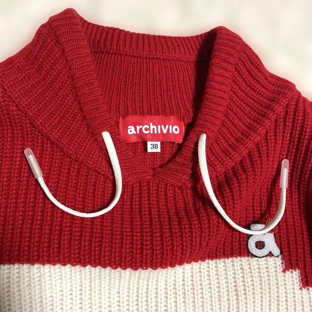【美品】アルチビオ archivio 長袖ニット　赤　レディースサイズ38（Ｍ）