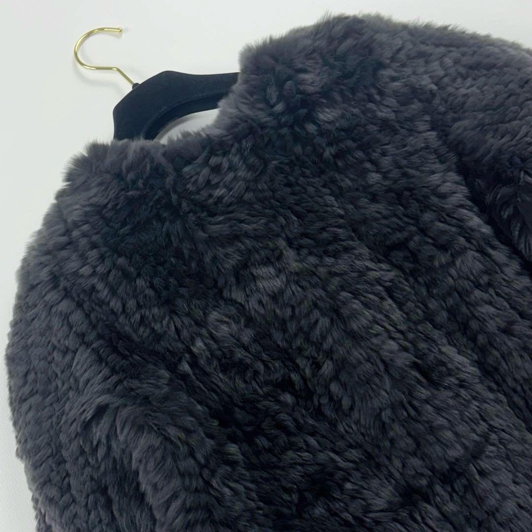 レッキスラビットファー✨アダジェット ノーカラージャケット ファーコート グレー