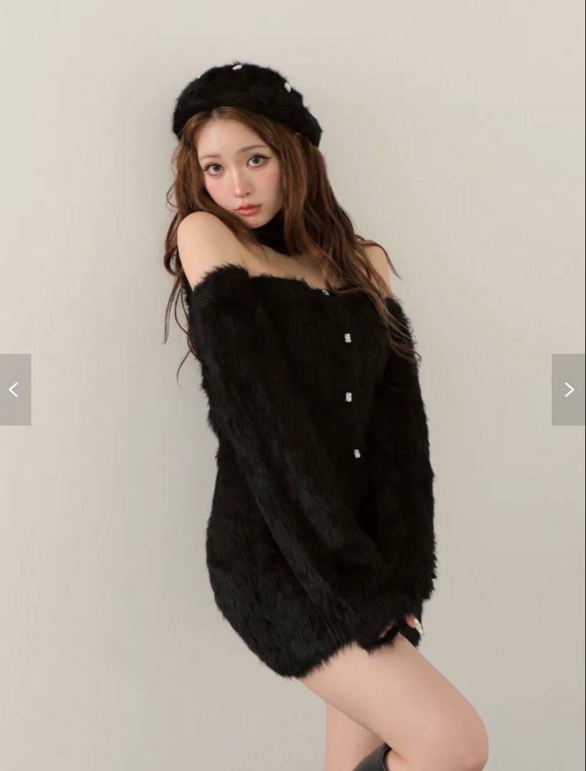 m me eme エムミーエメ バックリボンシャギーニットミニワンピース