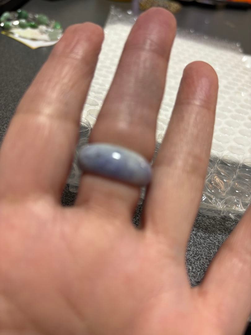 糸魚川翡翠指輪　ラベンダー１２号くりぬき！