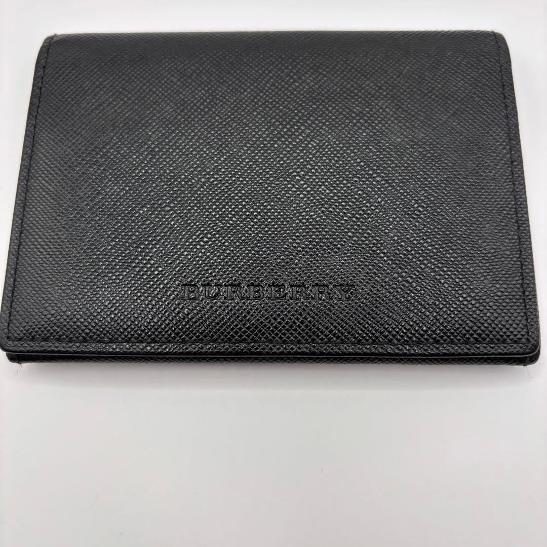 【美品】BURBERRY　名刺入れ　カードケース　ブラック　型押し　ノバチェック