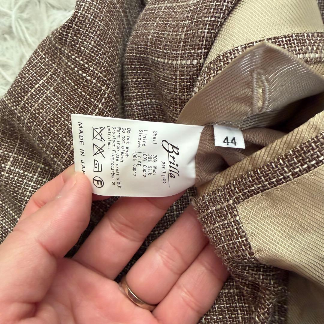 美品　ブリッラペルイルグスト　テーラードジャケット　アンコン　シルク　チェック