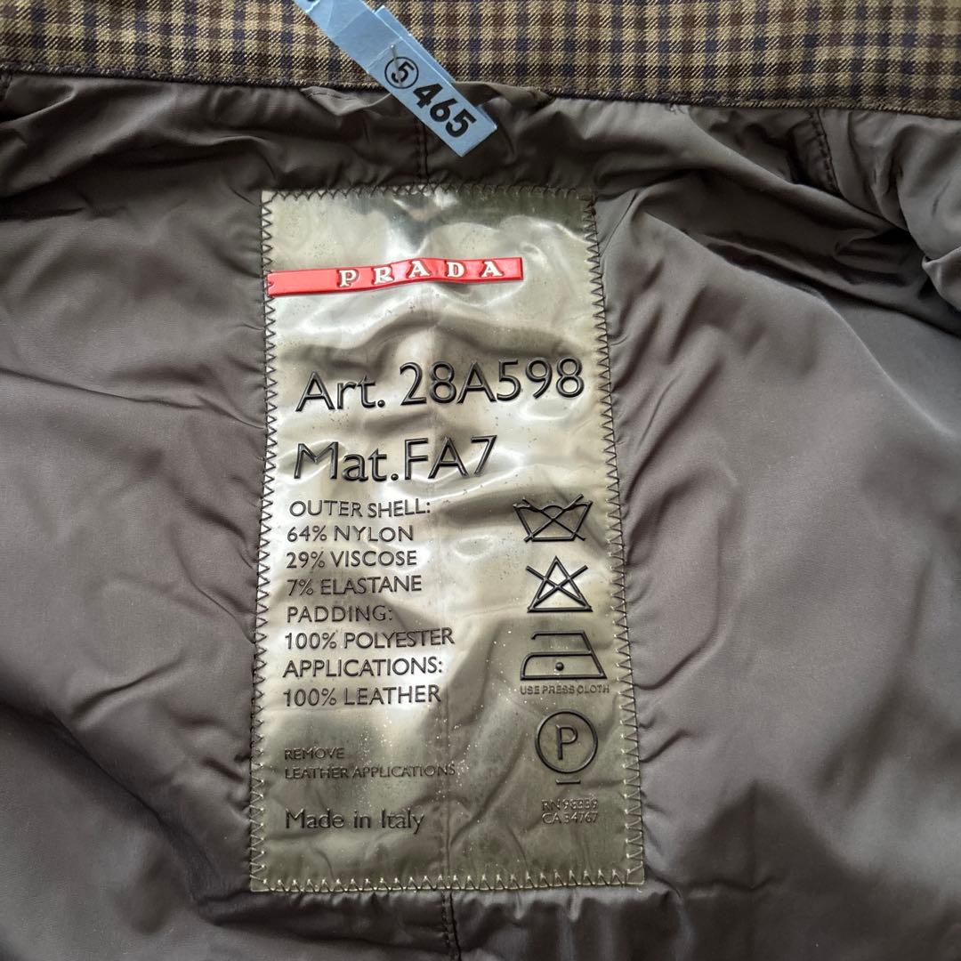 PRADA スポーツ　フード　チェック　ジャケット　ブルゾン　S 中綿