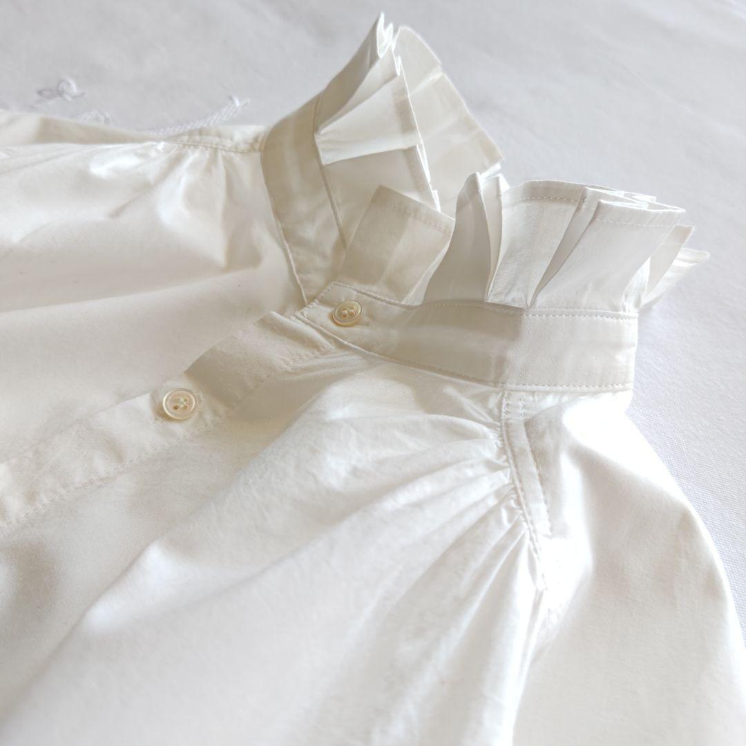 バスコ ハドゥ プルビオ 立襟 フリル ホワイト シャツ ブラウス インド製