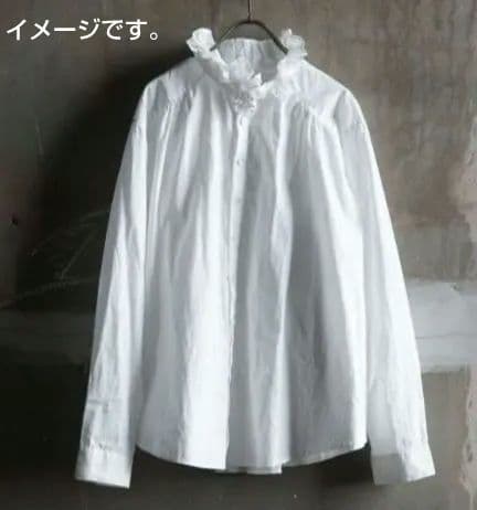 バスコ ハドゥ プルビオ 立襟 フリル ホワイト シャツ ブラウス インド製
