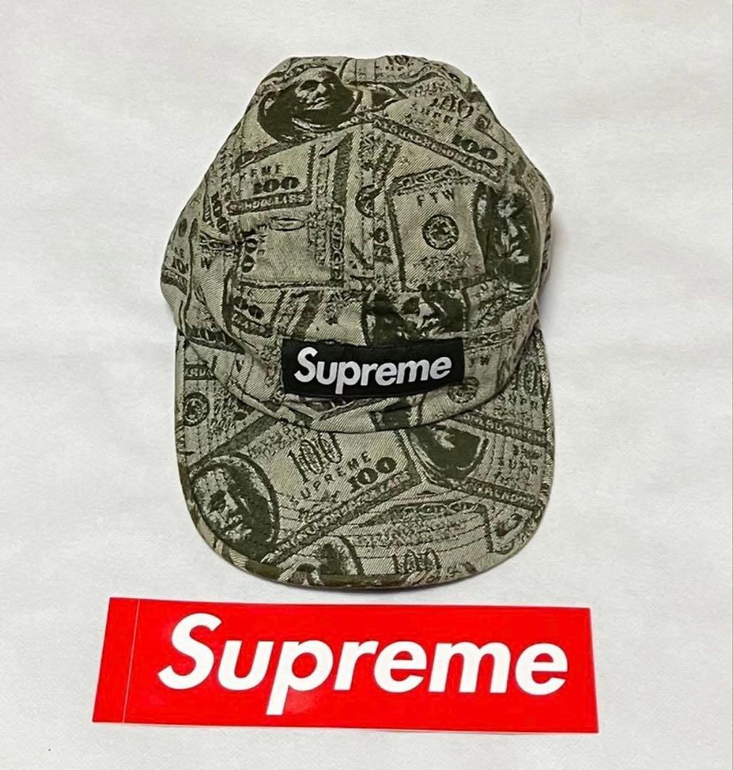 帽子 Supreme 100 dollar bill camp cap green