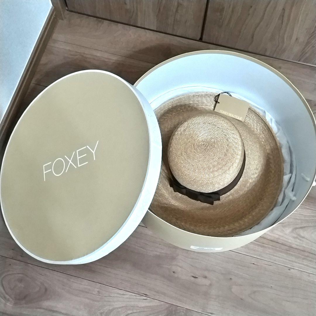 【新品同様】FOXEYブティック　麦わら帽子　ブラウンのおリボン　ストローハット