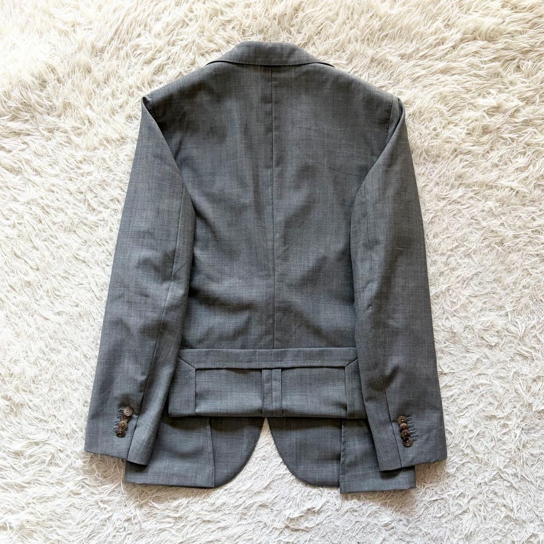 <極美品>LARDINI 新ロゴ グレー ウール スーツ ブートニエール 46