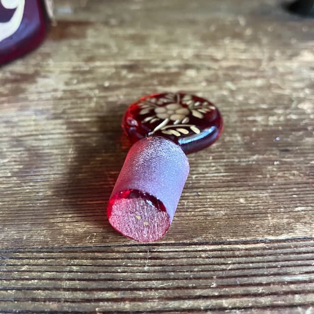 エナメル金彩 吹きガラス ルビーガラス パフューム ボトル リキュールボトル