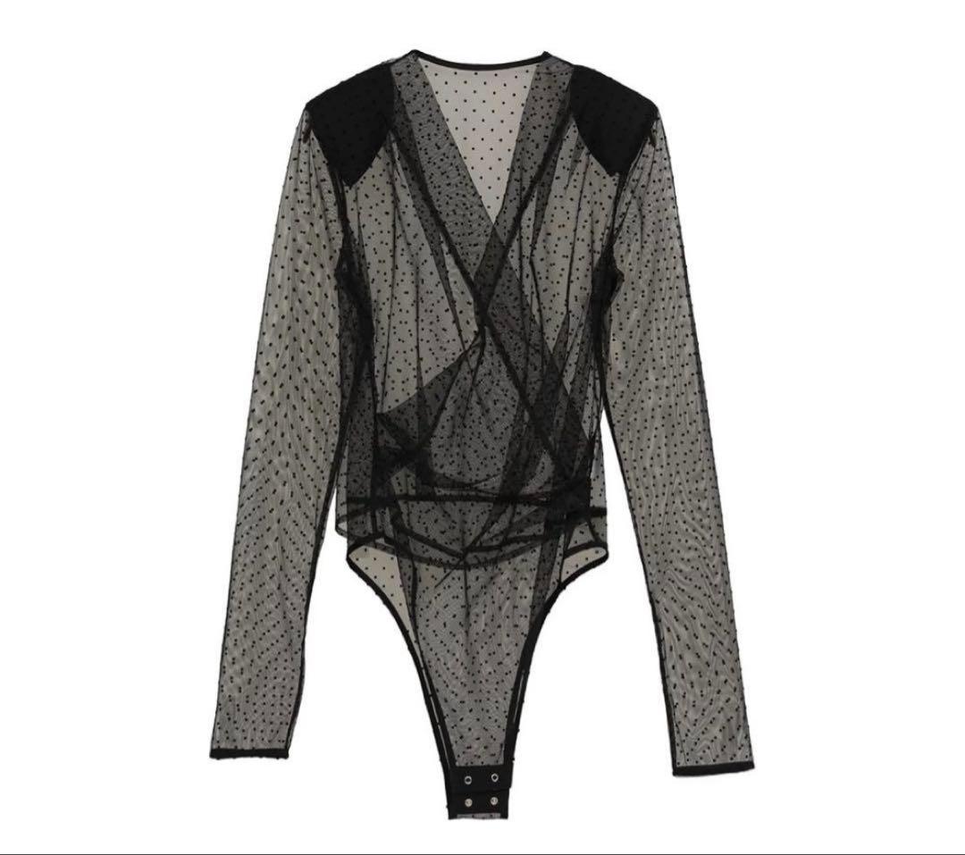 トップス SHEER DRAPE BODYSUITS