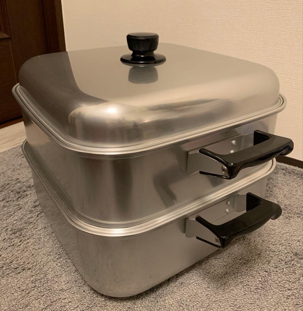 AKAO(アカオ) 角型蒸器33cm 二重（3段）アルミ製 蒸し器