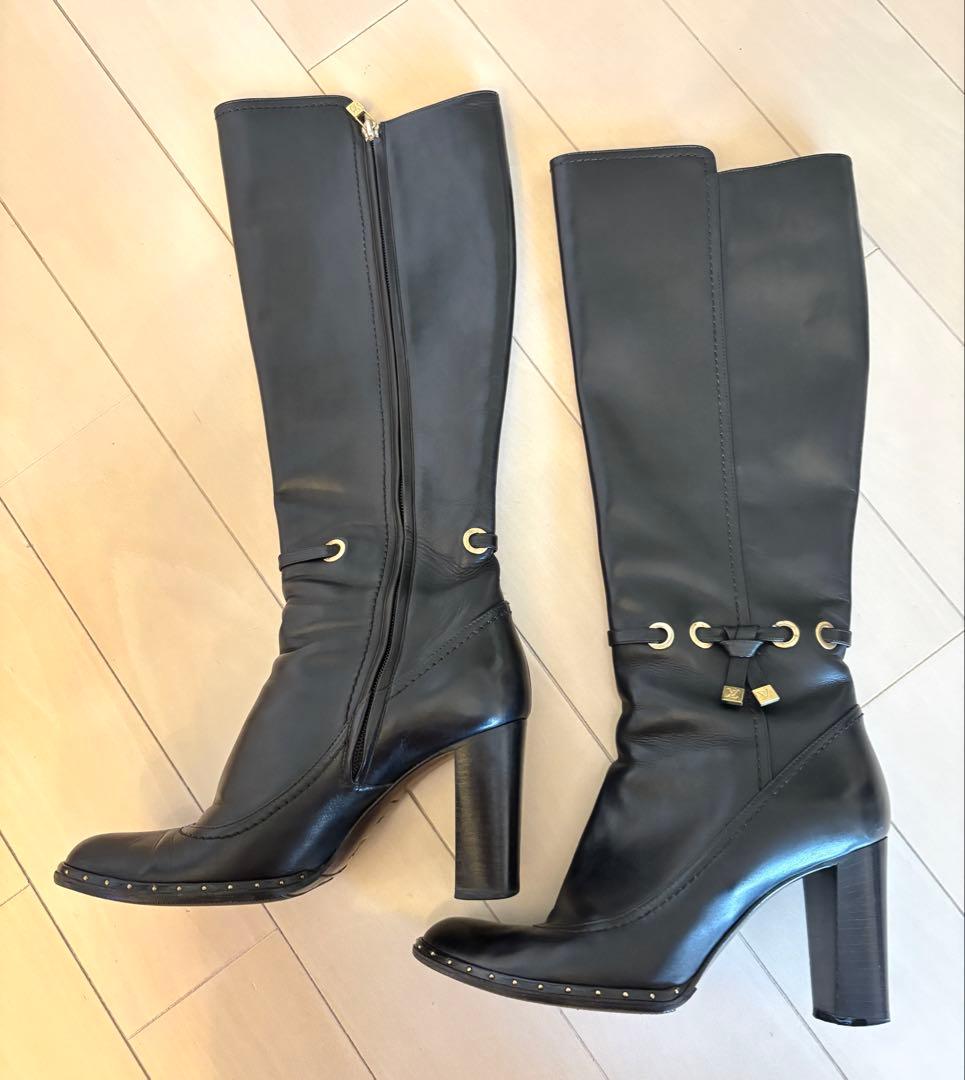 ルイヴィトン　ブラックレザー ロングブーツ 値段交渉OK お値下げ中♪