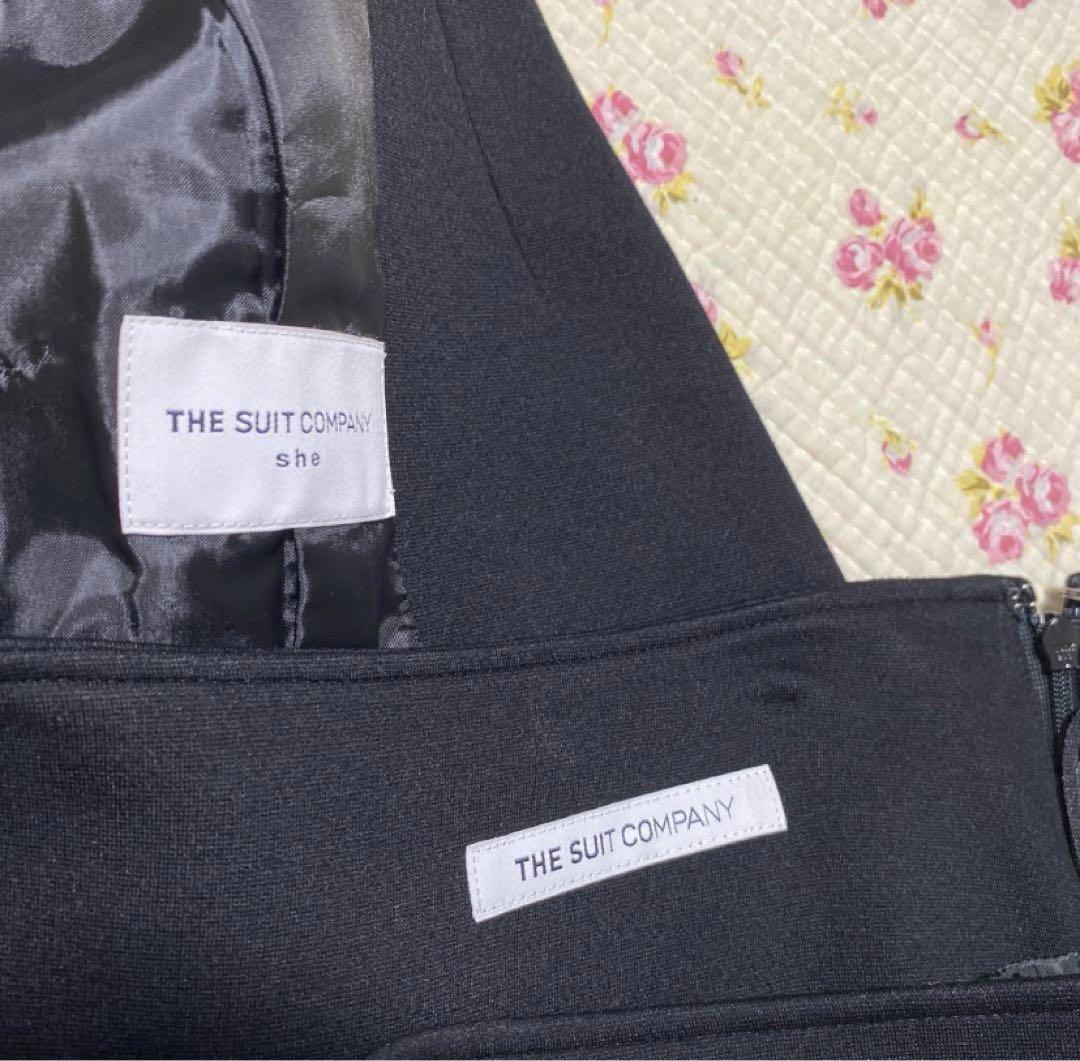 スーツカンパニー スカートスーツ 38 W70 ストレッチ 黒 ブラック DMW