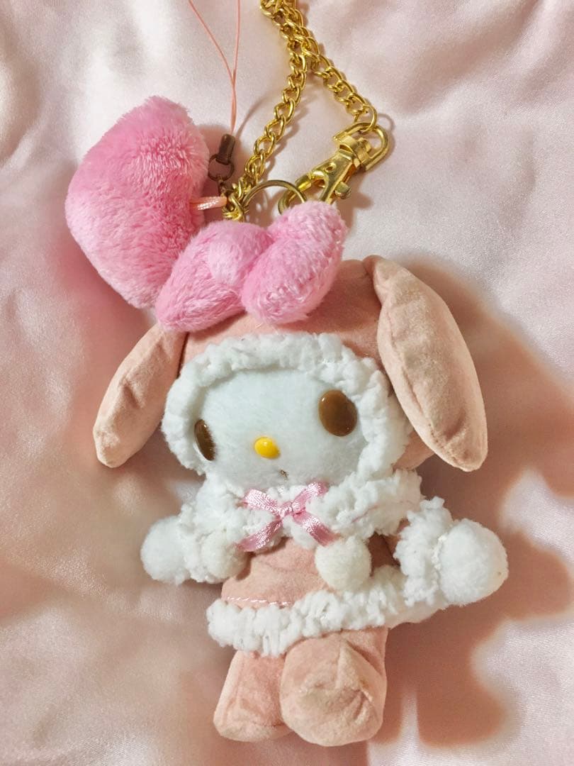 2012年製品レア冬服もこもこ頭巾マイメロディーぬいぐるみキーホルダー