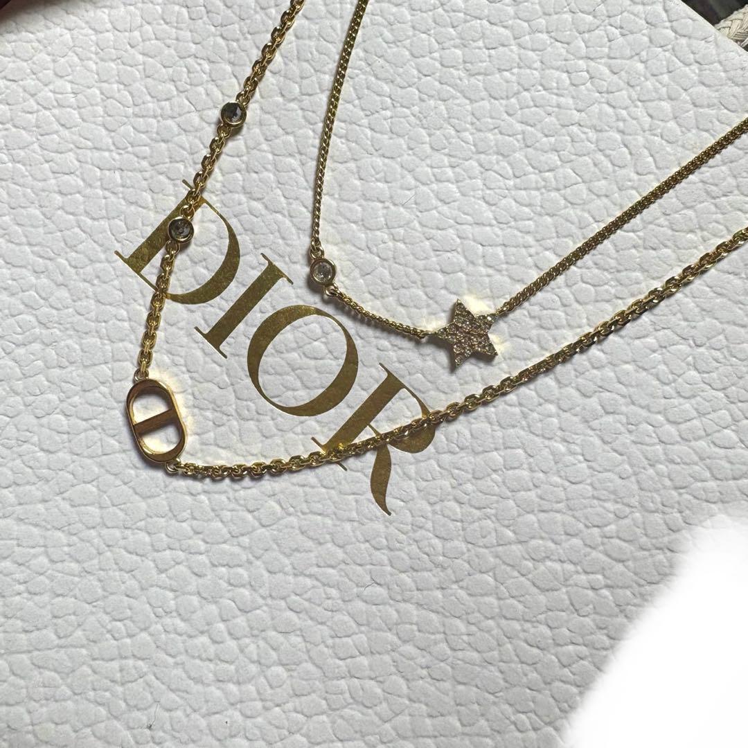 Dior ゴールド ダブルチェーン ネックレス