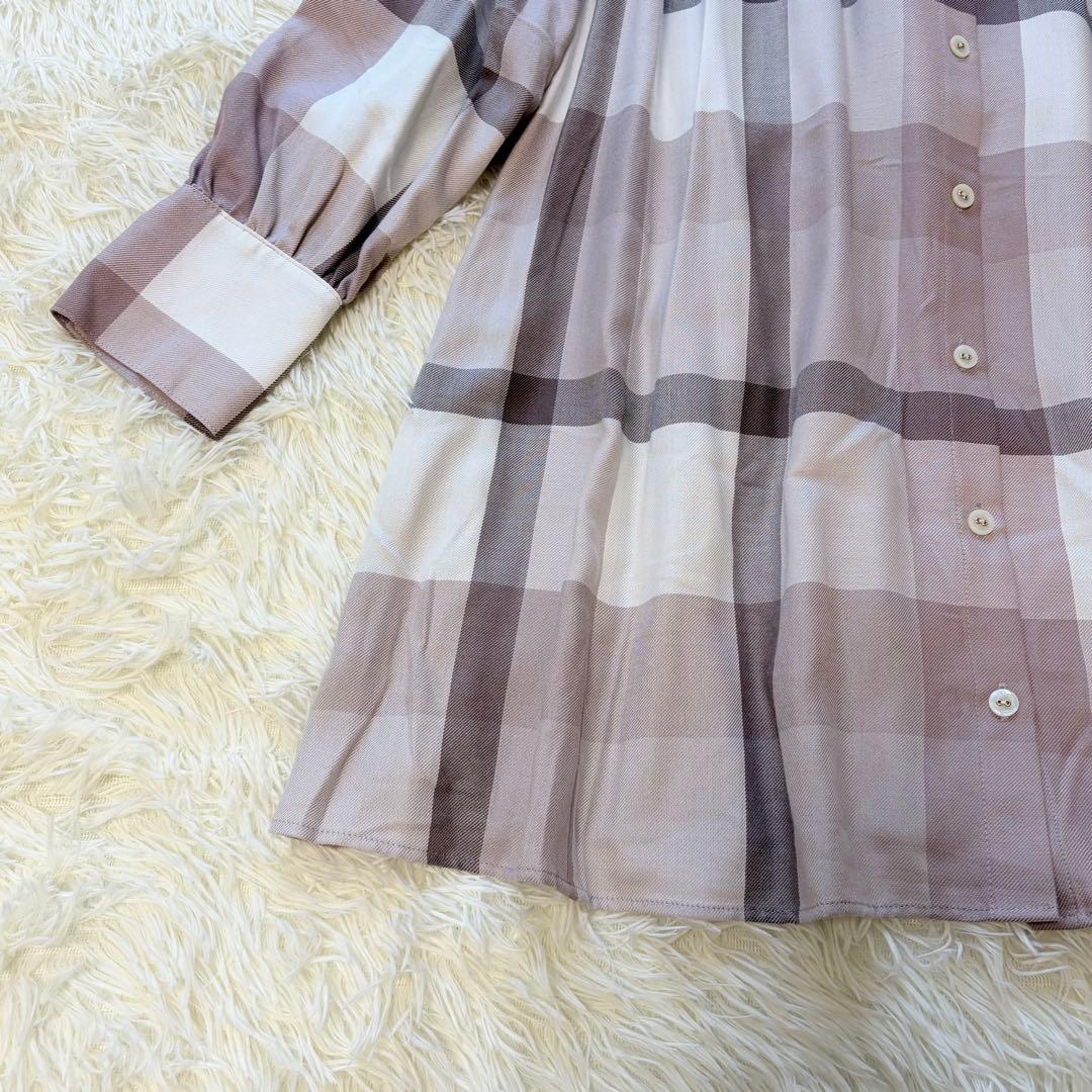 美品　ブルーレーベル クレストブリッジ チェックエアリーツイルブラウス　38