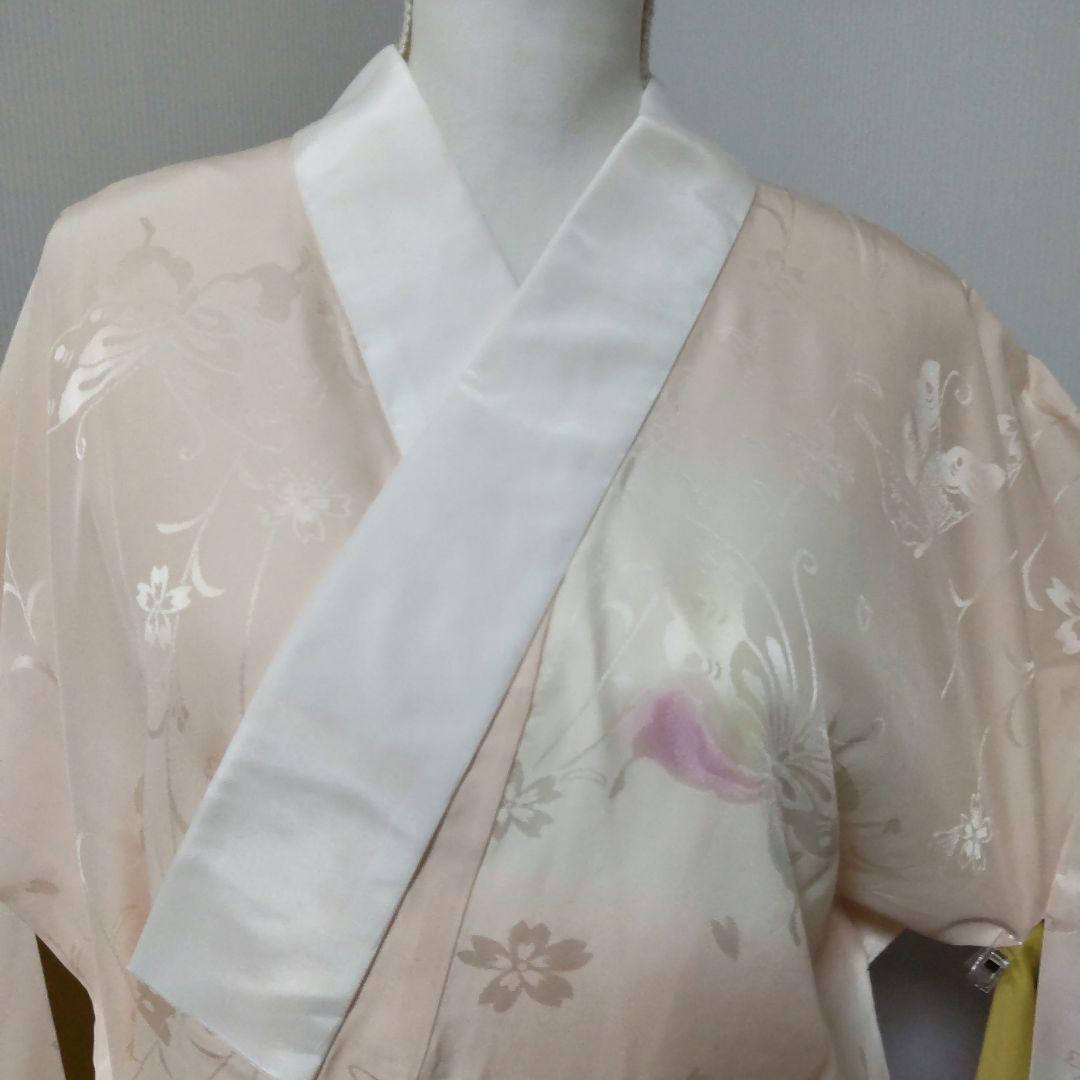 3113 高級正絹振袖長襦袢 袷 半襟付き 美品