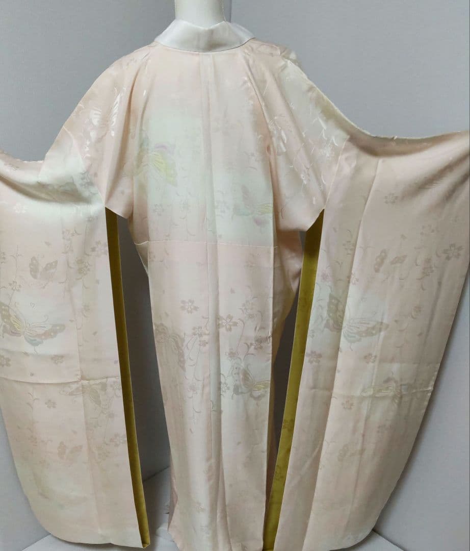 3113 高級正絹振袖長襦袢 袷 半襟付き 美品
